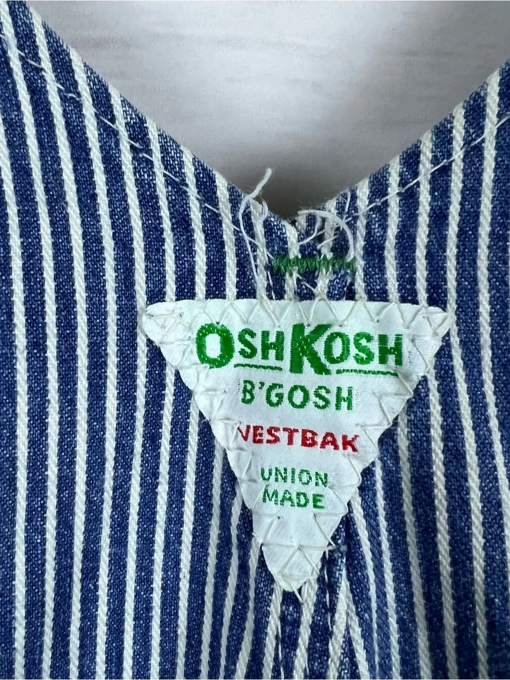 Vintage Osh Kosh B'Gosh Overalls 34x29 Union Made Sanforized Hickory Vestbak USA